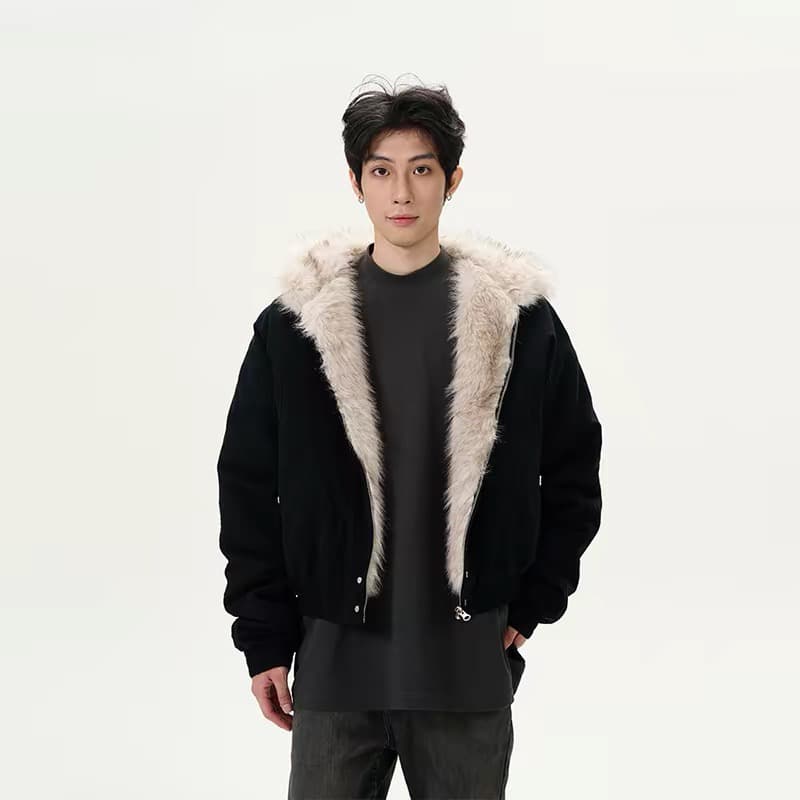 모피 칼라 좌 산 조각 재킷 면 의류 남녀 루즈핏 아메리칸 워크웨어 2026 새로운 재킷 털이 있는 겨울 보온 상세 이미지 9