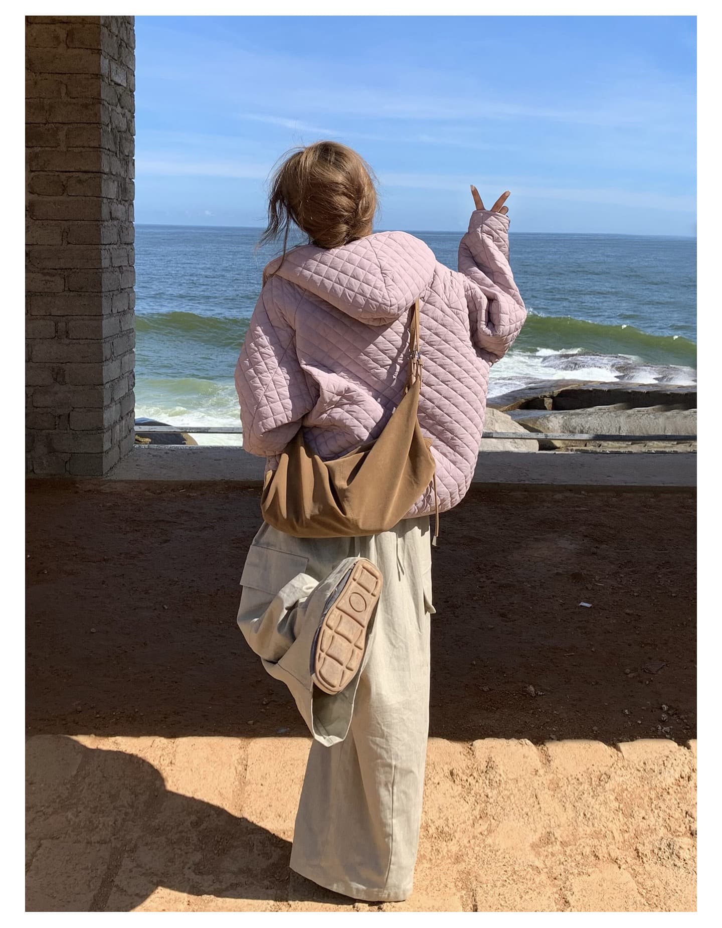 장 베이 베이 얇고 가벼운 버블 푸 링 그리드 후드 면 의류 루즈핏 슬림해 보이는 보온 한 부서 ins 바람 학생 면 옷 재킷 상세 이미지 10