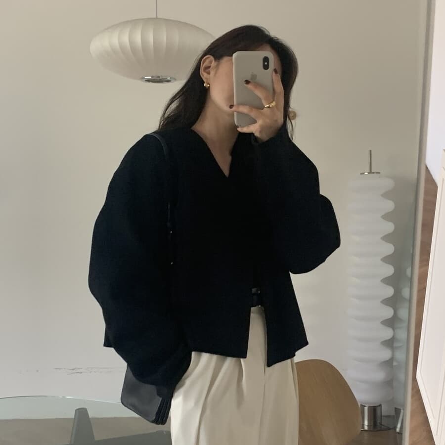 한국 chic 익스트림 제인 지배 프랑스식 레트로 품격 V넥 다용도 루즈핏 없음 버클 짧은 머리 여성 코트 이미지 3