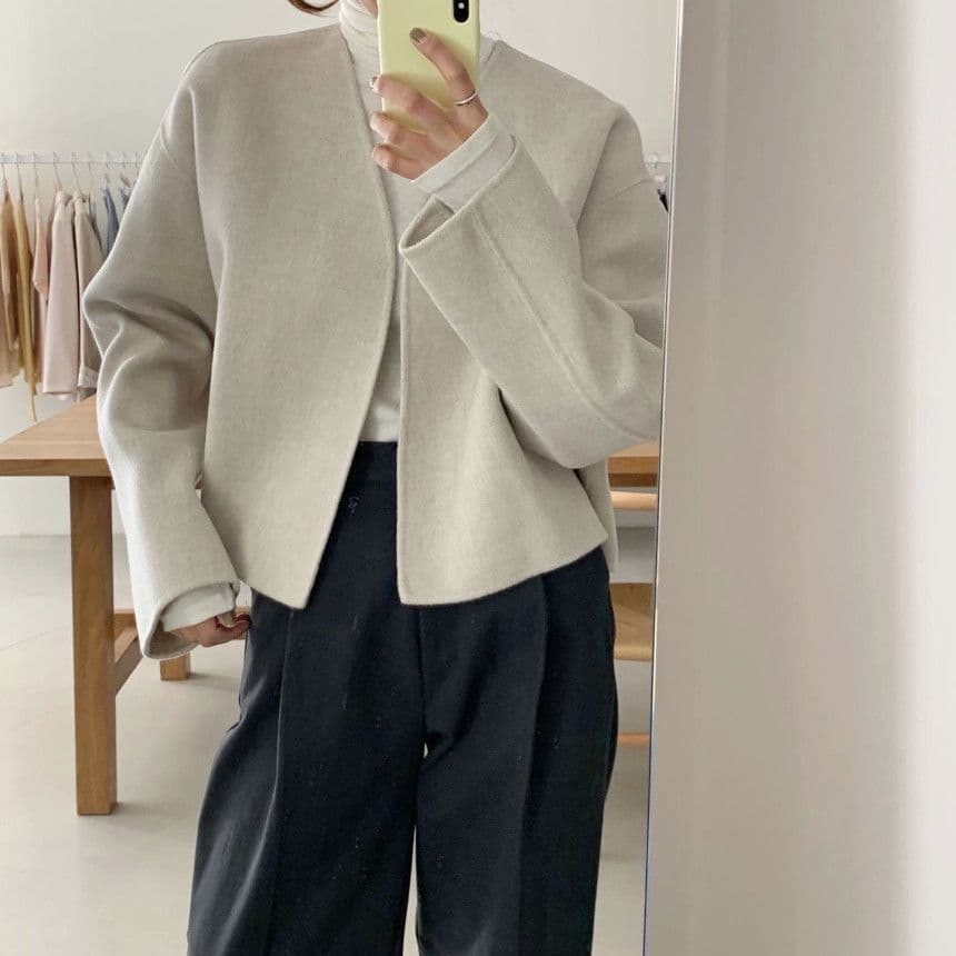 한국 chic 익스트림 제인 지배 프랑스식 레트로 품격 V넥 다용도 루즈핏 없음 버클 짧은 머리 여성 코트 이미지 5