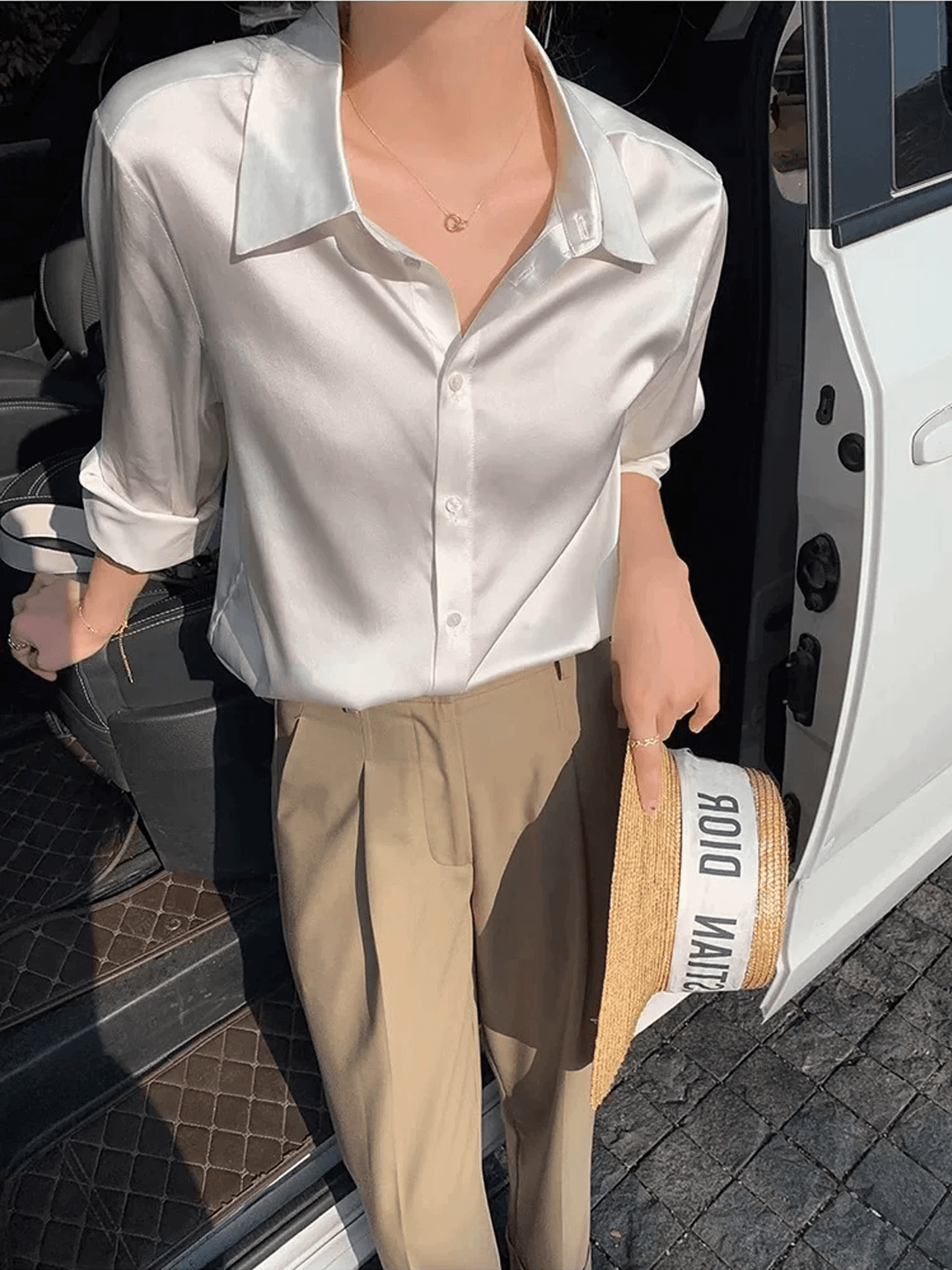 프랑스식 고급 센스 화이트 새틴 셔츠 여성 긴 소매 품격 출퇴근 도루 센스 셔츠 디자인 센스 작은 대중 맨위 이미지 3
