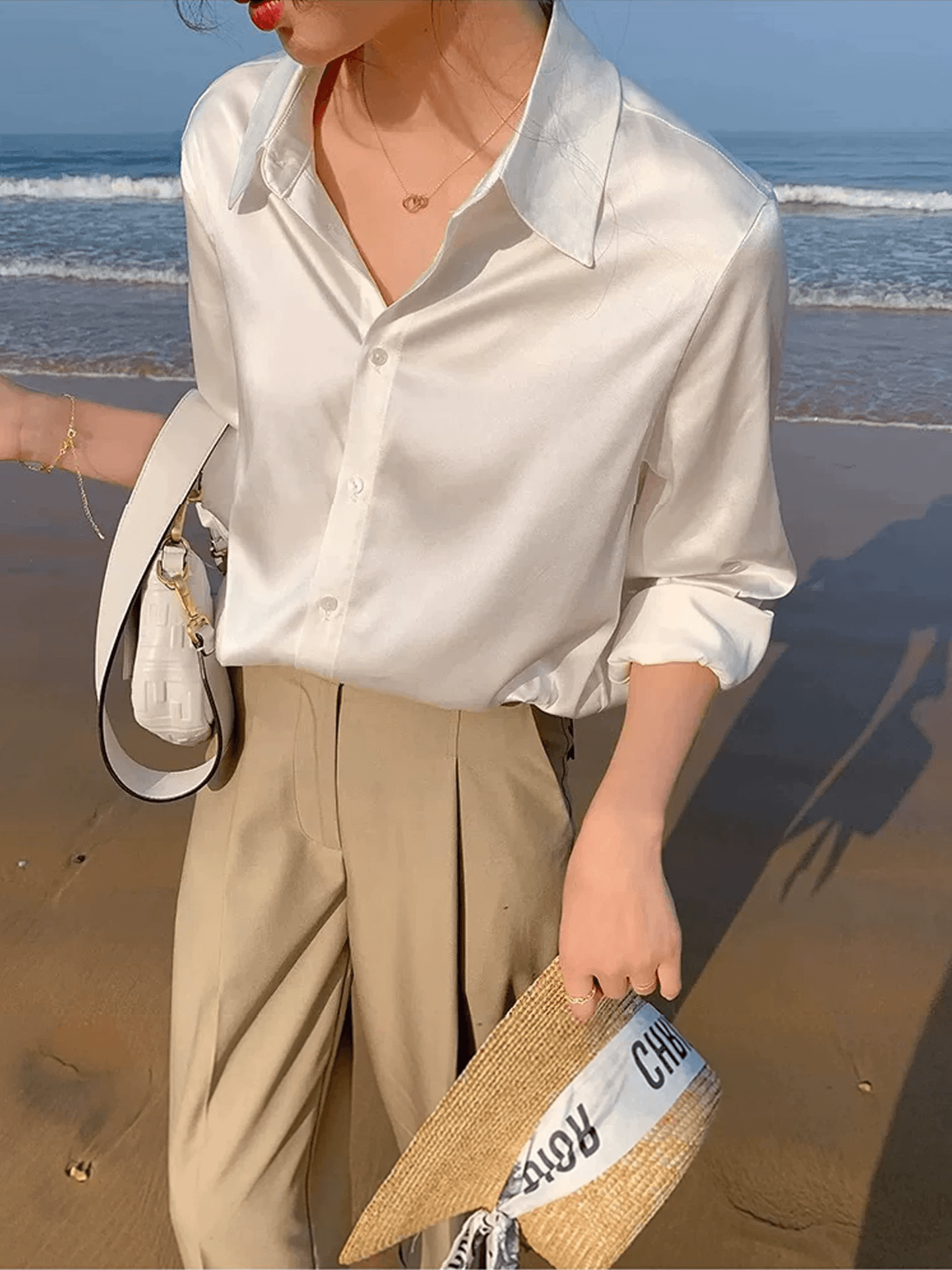 프랑스식 고급 센스 화이트 새틴 셔츠 여성 긴 소매 품격 출퇴근 도루 센스 셔츠 디자인 센스 작은 대중 맨위 상세 이미지 2