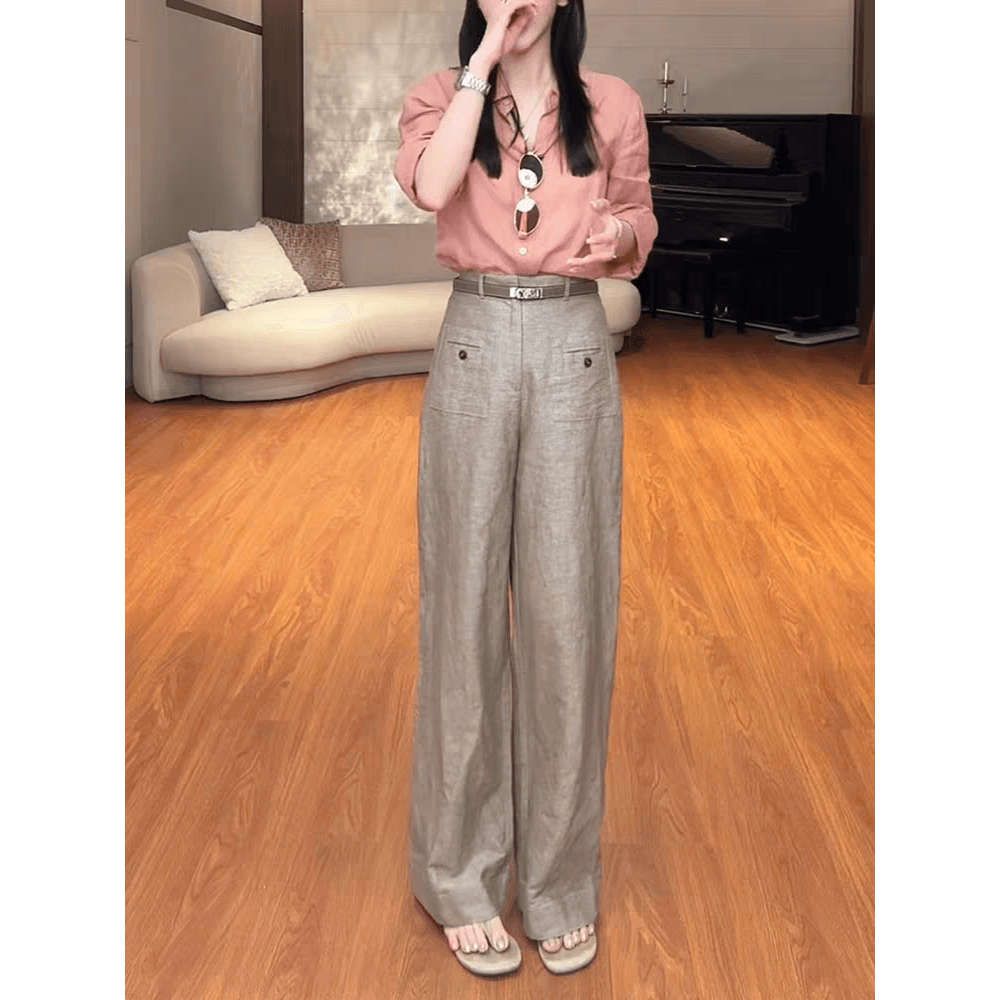 프랑스식 POLO 칼라 면 린넨 긴팔 여성 셔츠 이른 봄 여성 의류 2026 새로운 면 린넨 셔츠 품격 여성 맨위 이미지 5