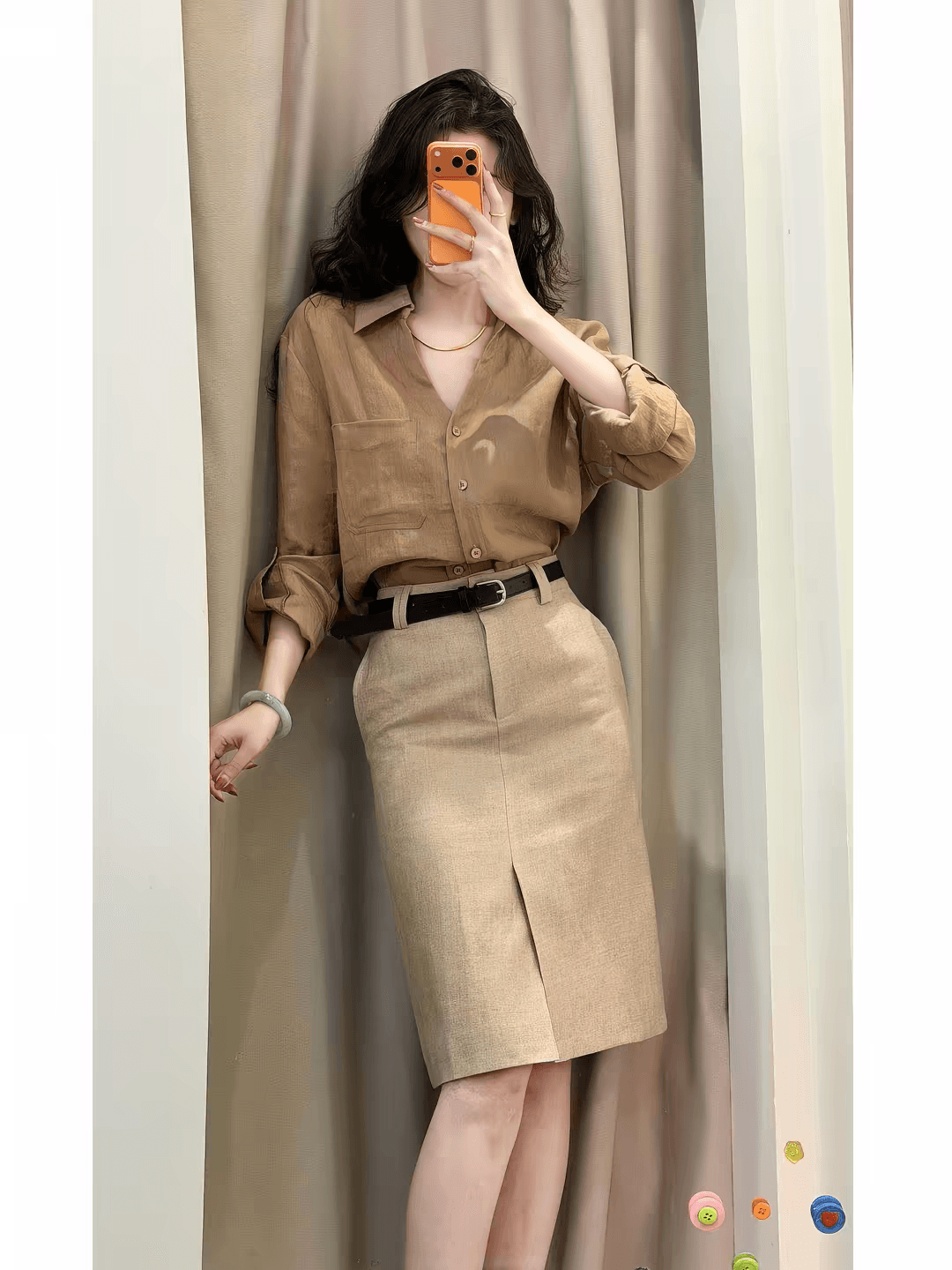 프랑스식 오래된 돈 바람 루즈핏 아마 POLO 칼라 여성 셔츠 가을 빛 요리 한 느슨함 센스 루즈핏 긴팔 맨위 이미지 2