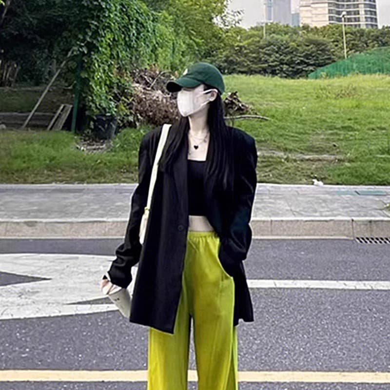 원본 것 검정색 정장 여성 코트 가을 한국 스타일 루즈핏 oversize 작은 키 정장 맨위 이미지 4