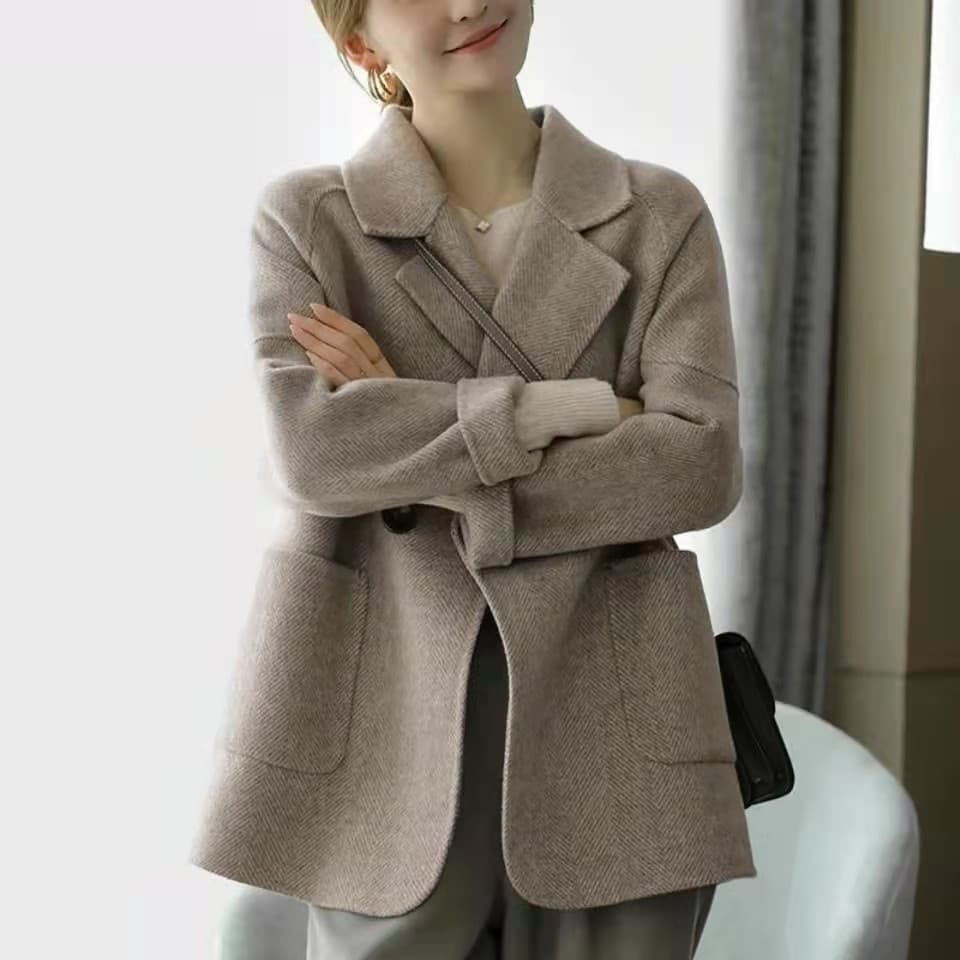 모직 정장 여성 코트 가을 겨울 새로운 레트로 품격 루즈핏 디자인 센스 캐주얼 두꺼운 모직 정장 맨위