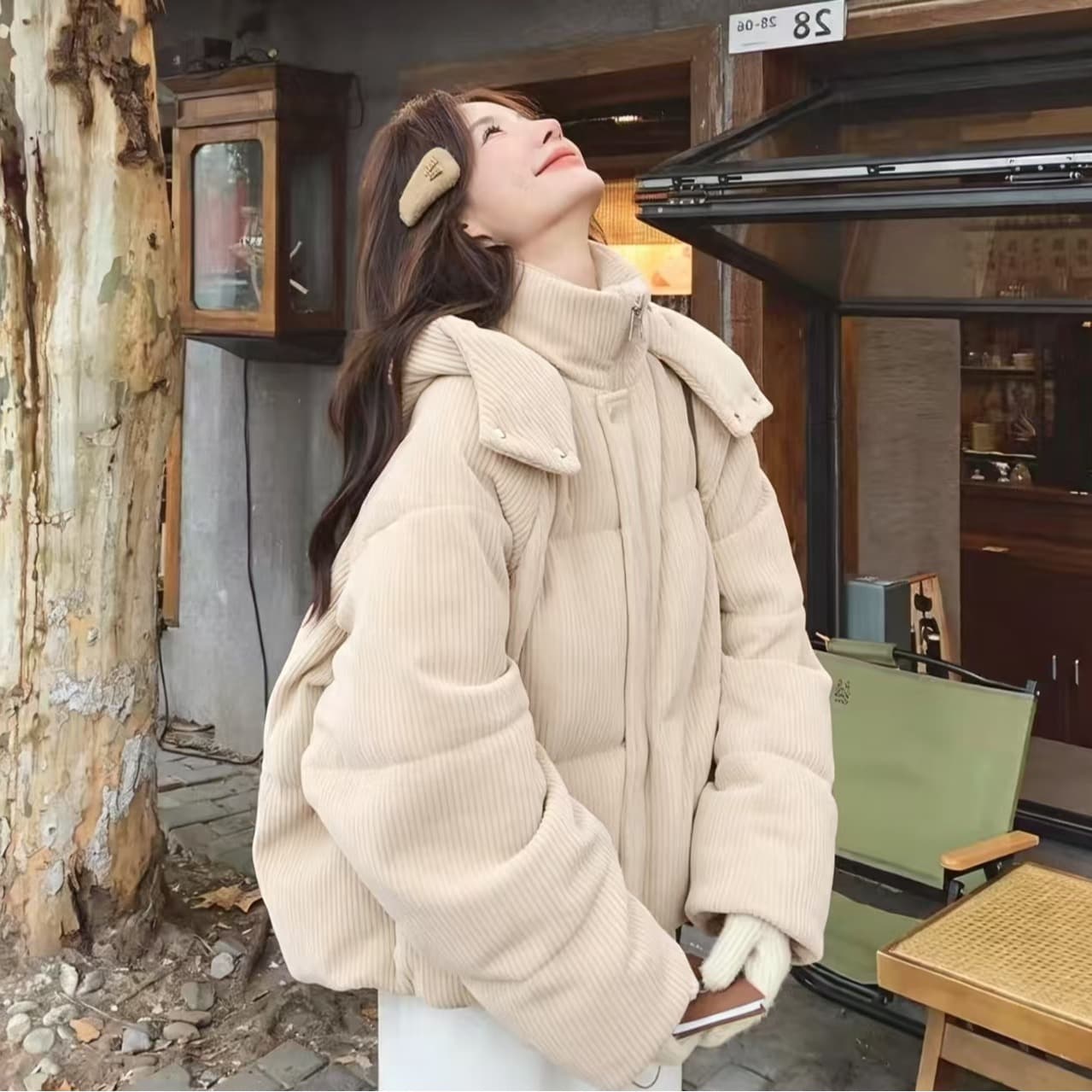슈퍼 잘 생긴 한 부서 코듀로이 스탠드 칼라 후드 아래 면화 의류 섹션 겨울 루즈핏 재킷 한국 대외 무역 국경 간 폭발 이미지 2