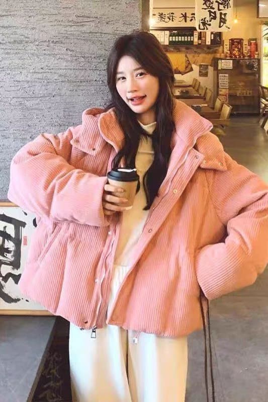 슈퍼 잘 생긴 한 부서 코듀로이 스탠드 칼라 후드 아래 면화 의류 섹션 겨울 루즈핏 재킷 한국 대외 무역 국경 간 폭발 상세 이미지 4
