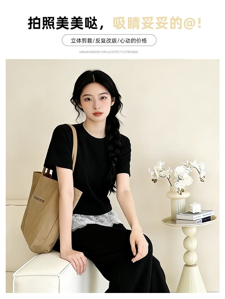 실사 임산부 ootd 착용 가져 가라. 전체 집합 자이언트 잘 생긴 캐주얼 맨위 방귀 커튼 와이드 레그 팬츠 슈퍼 화재 패션 투피스 세트 상세 이미지 3