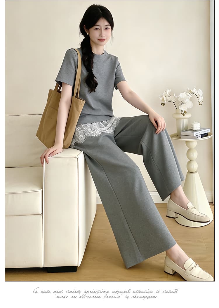 실사 임산부 ootd 착용 가져 가라. 전체 집합 자이언트 잘 생긴 캐주얼 맨위 방귀 커튼 와이드 레그 팬츠 슈퍼 화재 패션 투피스 세트 상세 이미지 13