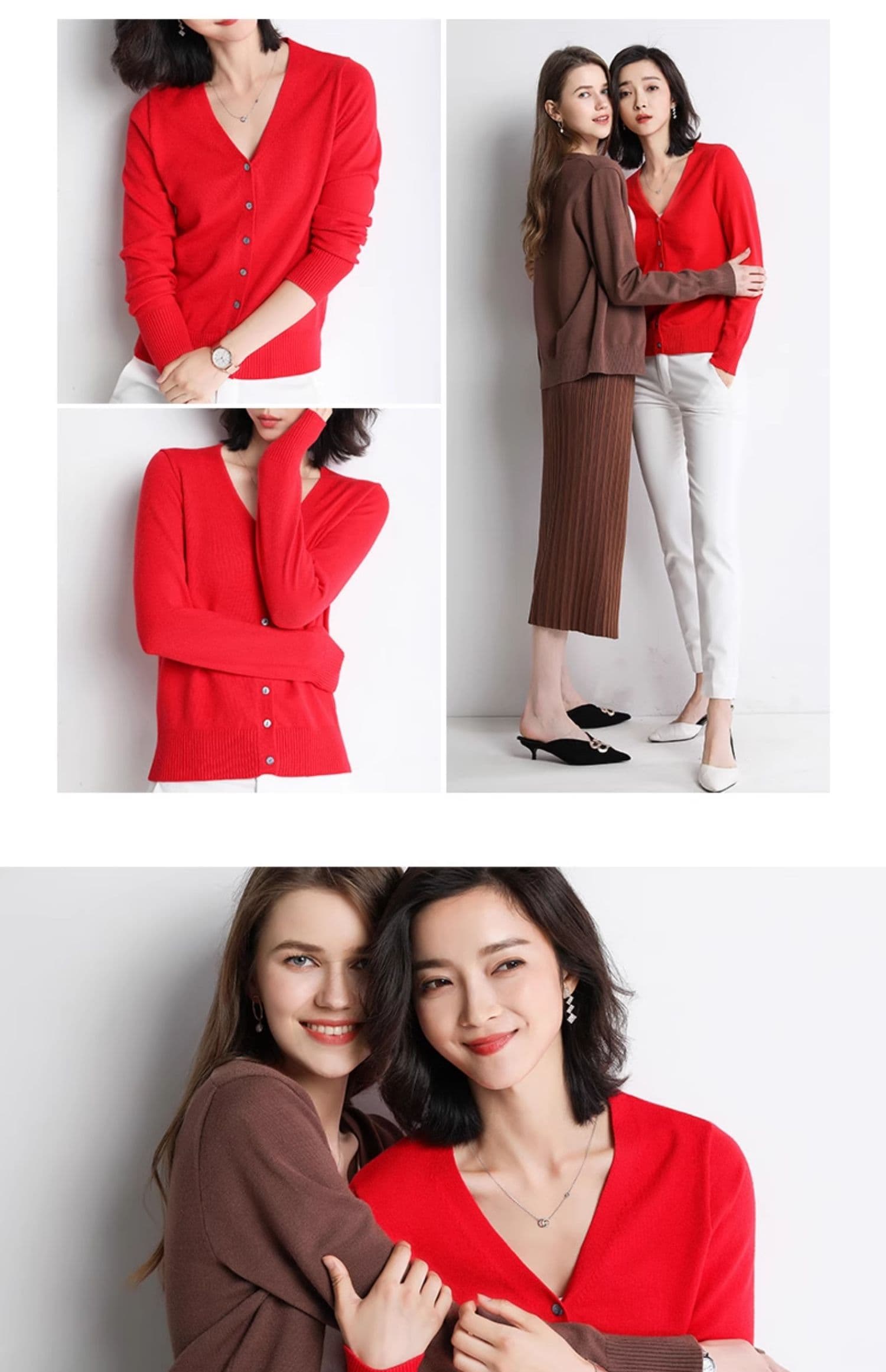 단색 카디건 코트 여성 뜨개질 외부 가져 가라. 쇼트 스타일 V넥 봄 가을 캐주얼 스웨터 루즈핏 검정색 긴팔 맨위 트렌디 상세 이미지 40