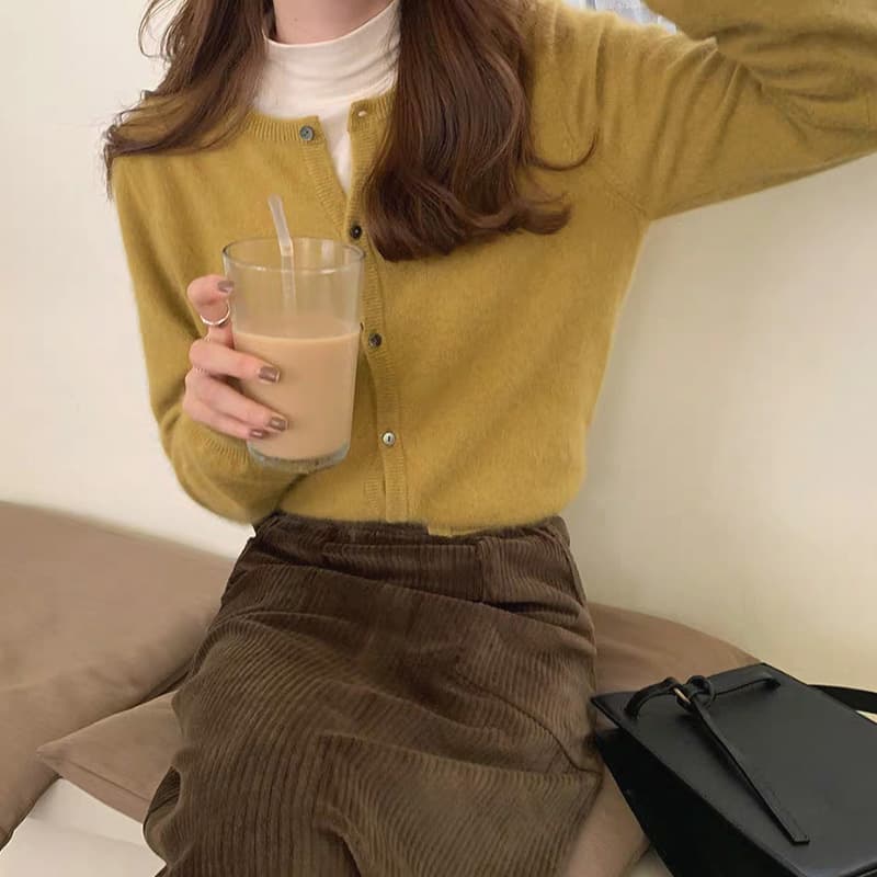 패키지 코어 실 빅 보드 니트 오픈 가디건 여성 가을 겨울 새로운 인사이드 가져 가라. 기본 셔츠 부드러운 찹쌀 스웨터 외부 잡아라. 외투 상세 이미지 22