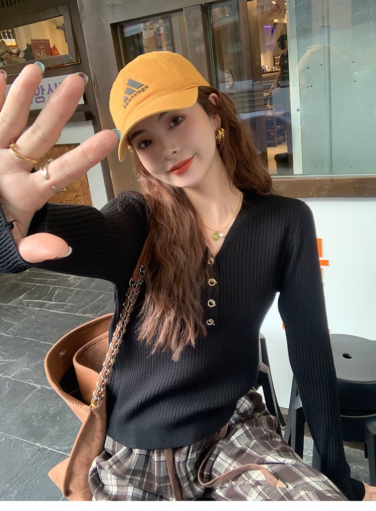 V넥 기본 셔츠 여성 작은 샤넬 스타일 인사이드 가져 가라. 새로운 프랑스식 스웨터 니트 스웨터 봄 긴팔 맨위 외출용 상세 이미지 20
