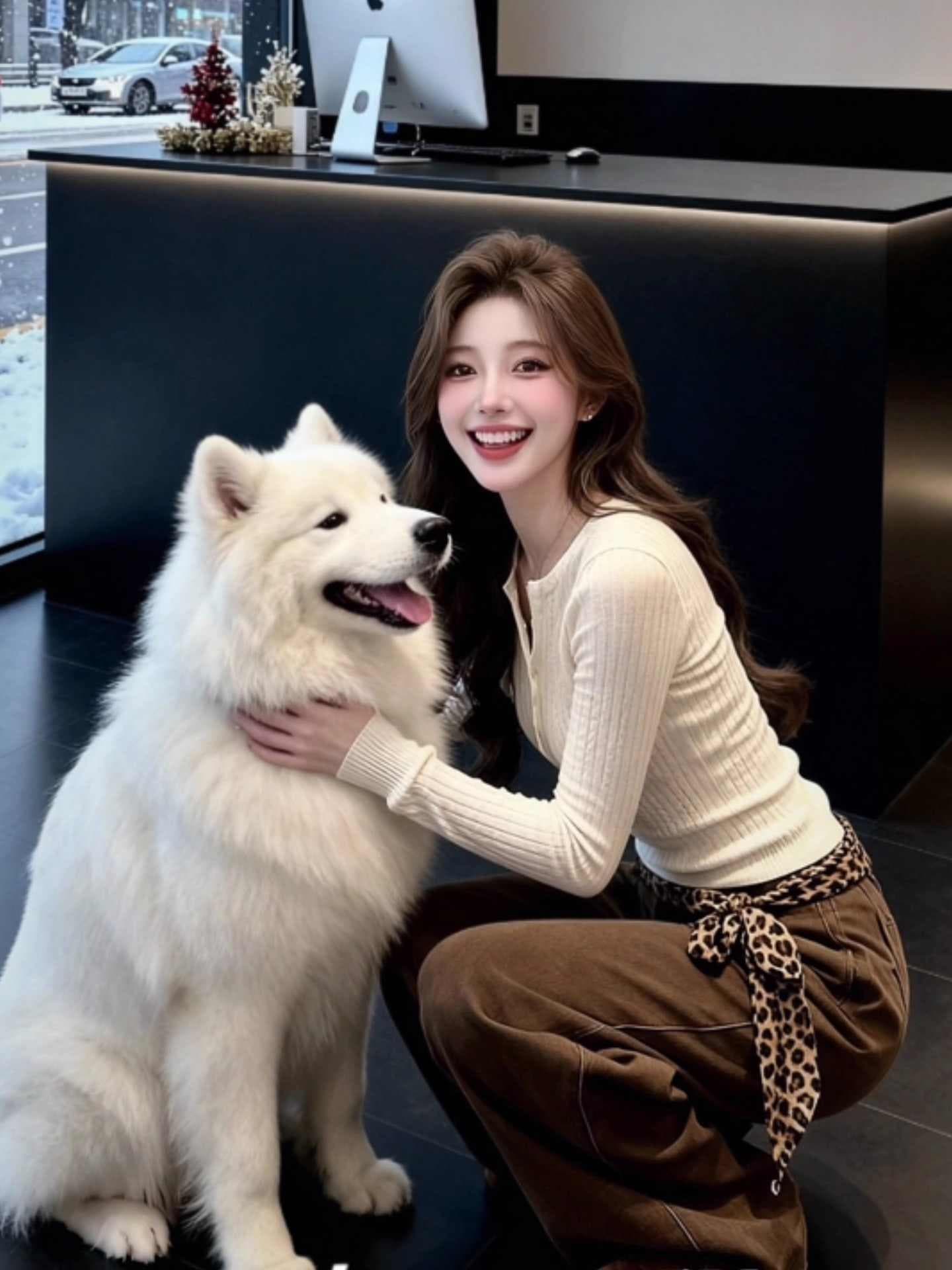 자수 한 부서 고급 센스 품격 V넥 긴팔 니트 스웨터 여성 작은 대중 연령 감소 몸매 가꾸기 슬림해 보이는 기본 셔츠 맨위 이미지 2