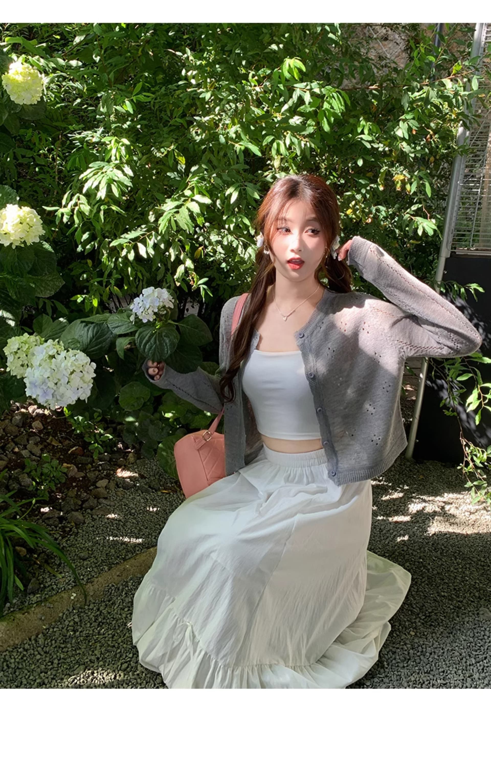 얼음 실크 자외선 차단 의류 여성 여름 얇은 스타일 외부 가져 가라. 니트 오픈 가디건 홀로우 아웃 Tulle 블라우스 작은 숄 에어컨 셔츠 맨위 상세 이미지 4
