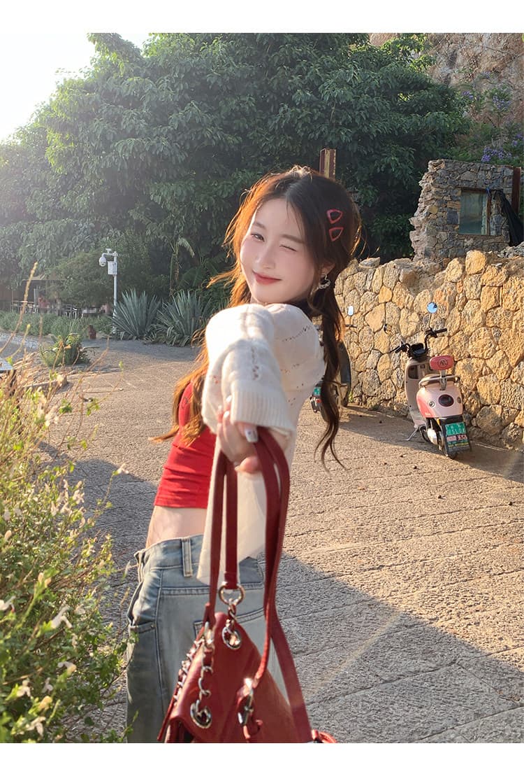 얼음 실크 자외선 차단 의류 여성 여름 얇은 스타일 외부 가져 가라. 니트 오픈 가디건 홀로우 아웃 Tulle 블라우스 작은 숄 에어컨 셔츠 맨위 상세 이미지 15