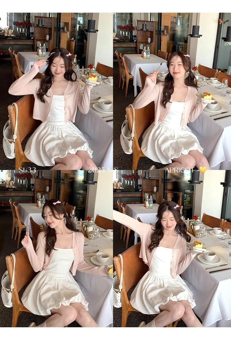 핑크색 작은 외부 가져 가라. 블라우스 오픈 가디건 여성 경기 슬립 2026 새로운 여름 얇고 가벼운 니트 재킷 자외선 차단 짧은 맨위 상세 이미지 9
