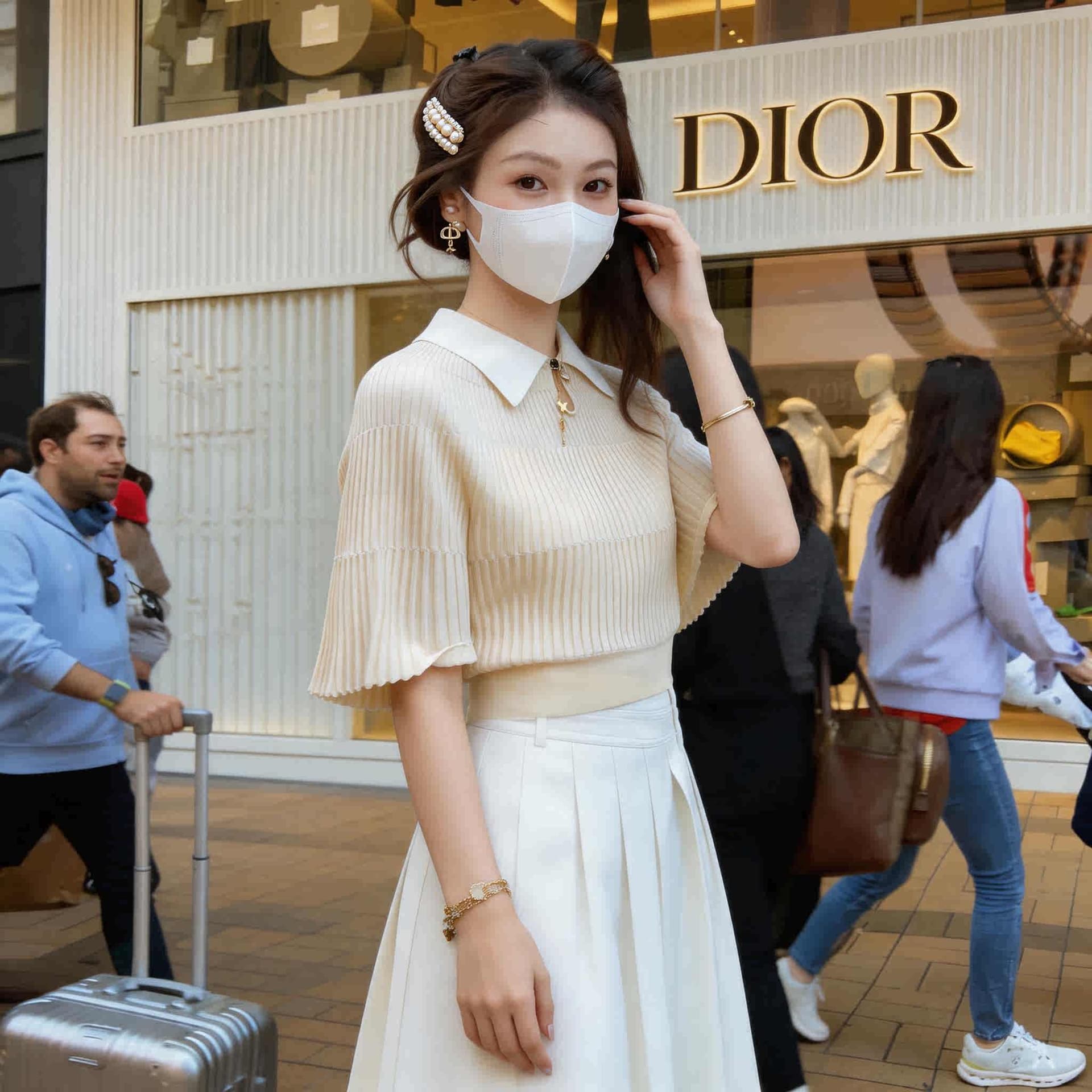 고급 작은 심장 기계 박쥐 셔츠 루즈핏 빅 사이즈 반팔 티셔츠 여성 새로운 여름 프랑스식 쇼트 스타일 니트 맨위 상세 이미지 1
