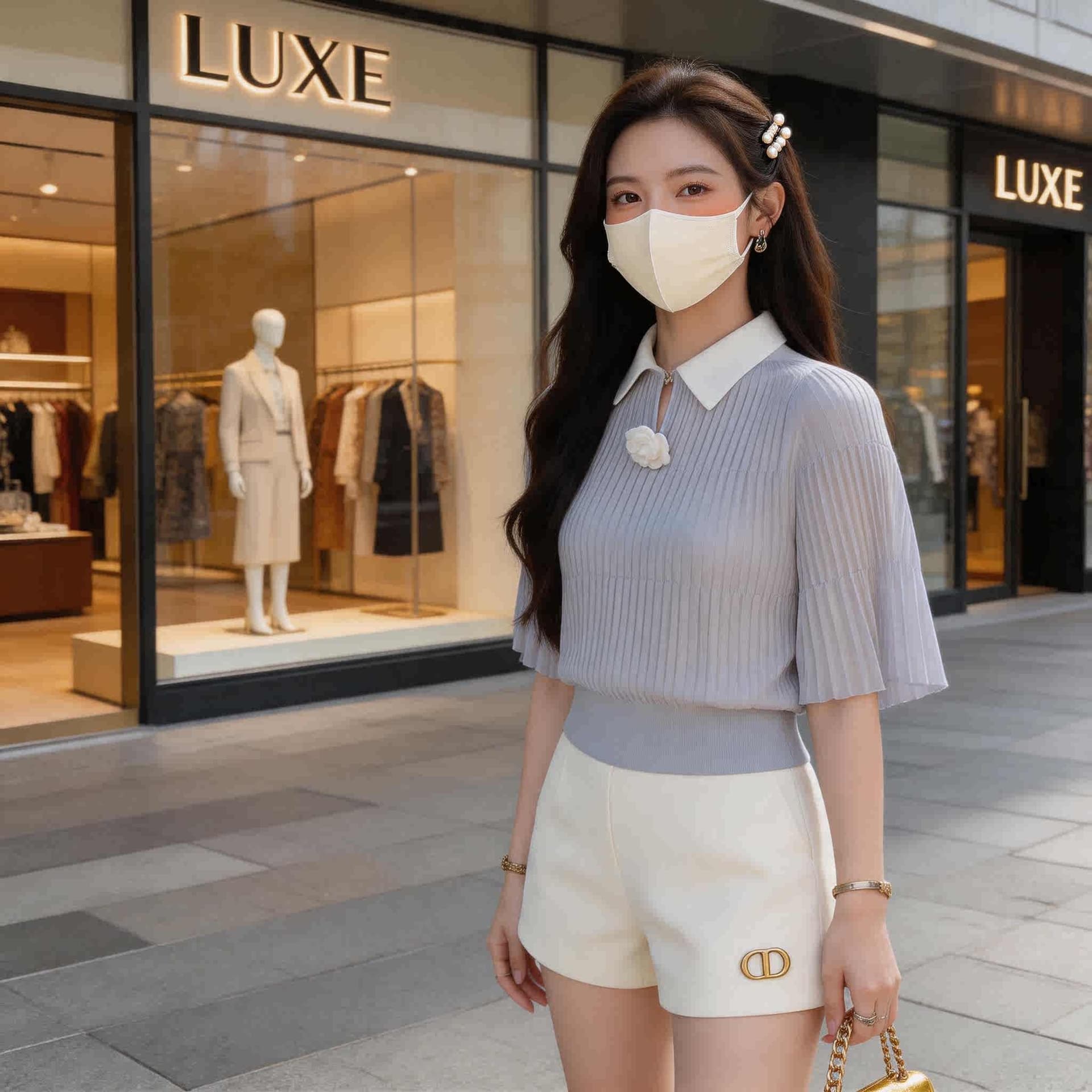 고급 작은 심장 기계 박쥐 셔츠 루즈핏 빅 사이즈 반팔 티셔츠 여성 새로운 여름 프랑스식 쇼트 스타일 니트 맨위 상세 이미지 4
