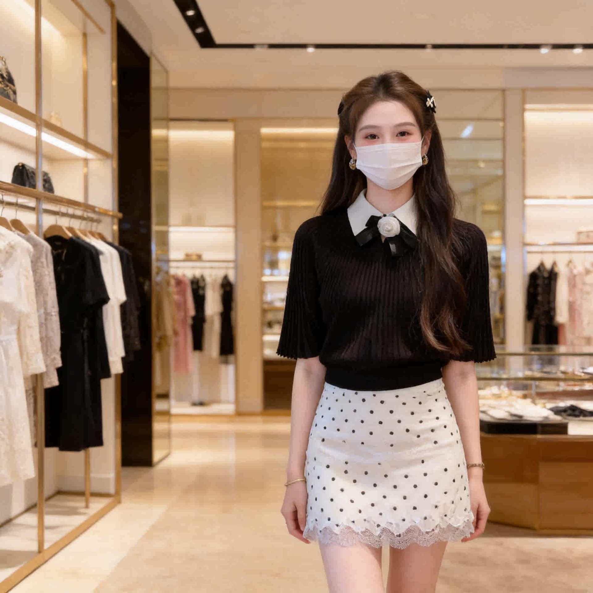 고급 작은 심장 기계 박쥐 셔츠 루즈핏 빅 사이즈 반팔 티셔츠 여성 새로운 여름 프랑스식 쇼트 스타일 니트 맨위 상세 이미지 5