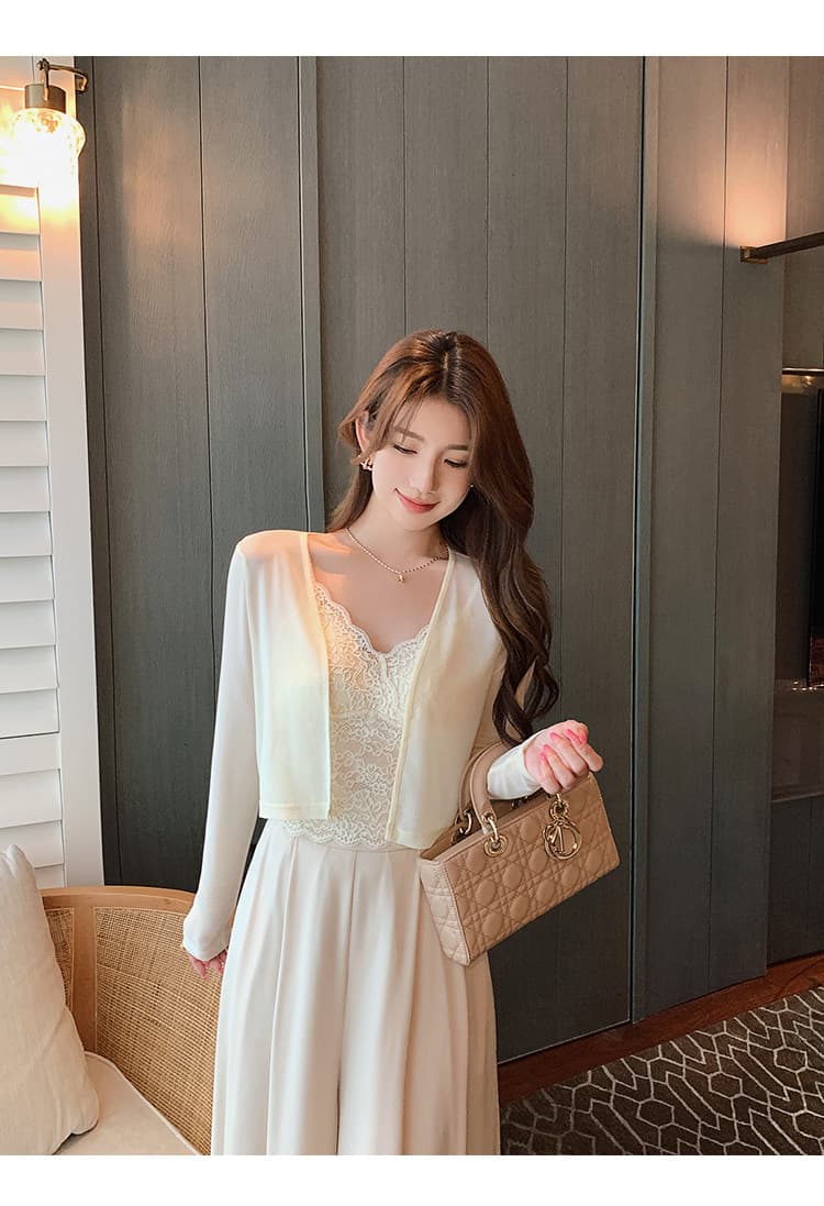망사 작은 열림 셔츠 경량 여성 여름 Tulle 슬립 드레스 외부 코디 치마 에어컨 셔츠 상세 이미지 11