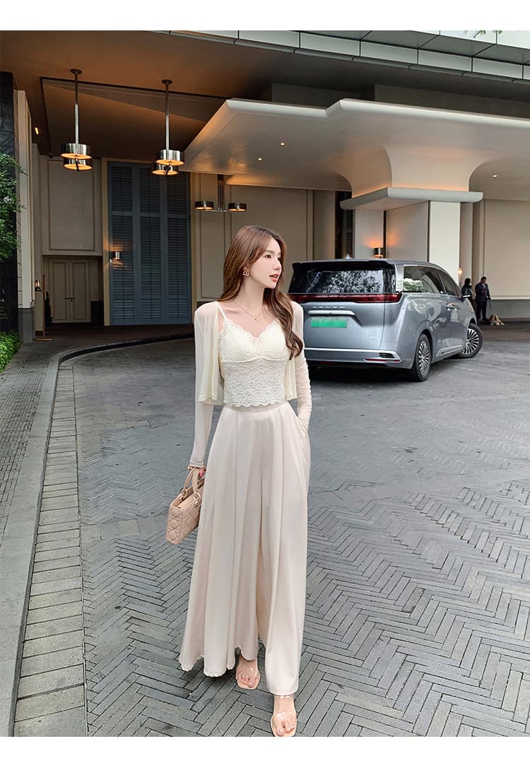 망사 작은 열림 셔츠 경량 여성 여름 Tulle 슬립 드레스 외부 코디 치마 에어컨 셔츠 상세 이미지 17