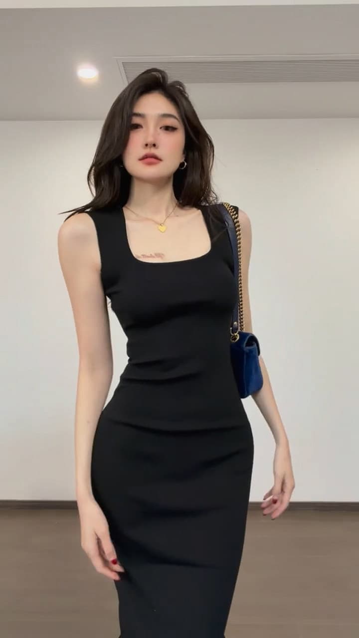 프랑스식 파란색 민소매 조끼 여성 드레스 여름 로얄 자매 빛 요리 한 품격 허리 수축 슬림해 보이는 타이트 스커트 슬립 롱 스커트 상세 이미지 20