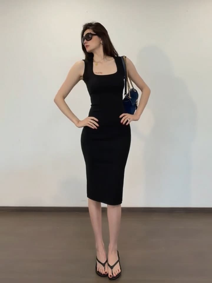 프랑스식 파란색 민소매 조끼 여성 드레스 여름 로얄 자매 빛 요리 한 품격 허리 수축 슬림해 보이는 타이트 스커트 슬립 롱 스커트 상세 이미지 22
