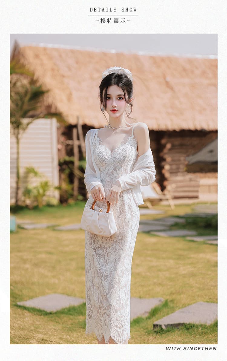 작은 열림 셔츠 얇은 스타일 여성 여름 Tulle 슬립 드레스 외부 코디 치마 태양 보호 셔츠 에어컨 셔츠 상세 이미지 15
