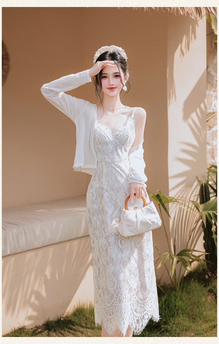 작은 열림 셔츠 얇은 스타일 여성 여름 Tulle 슬립 드레스 외부 코디 치마 태양 보호 셔츠 에어컨 셔츠 상세 이미지 22
