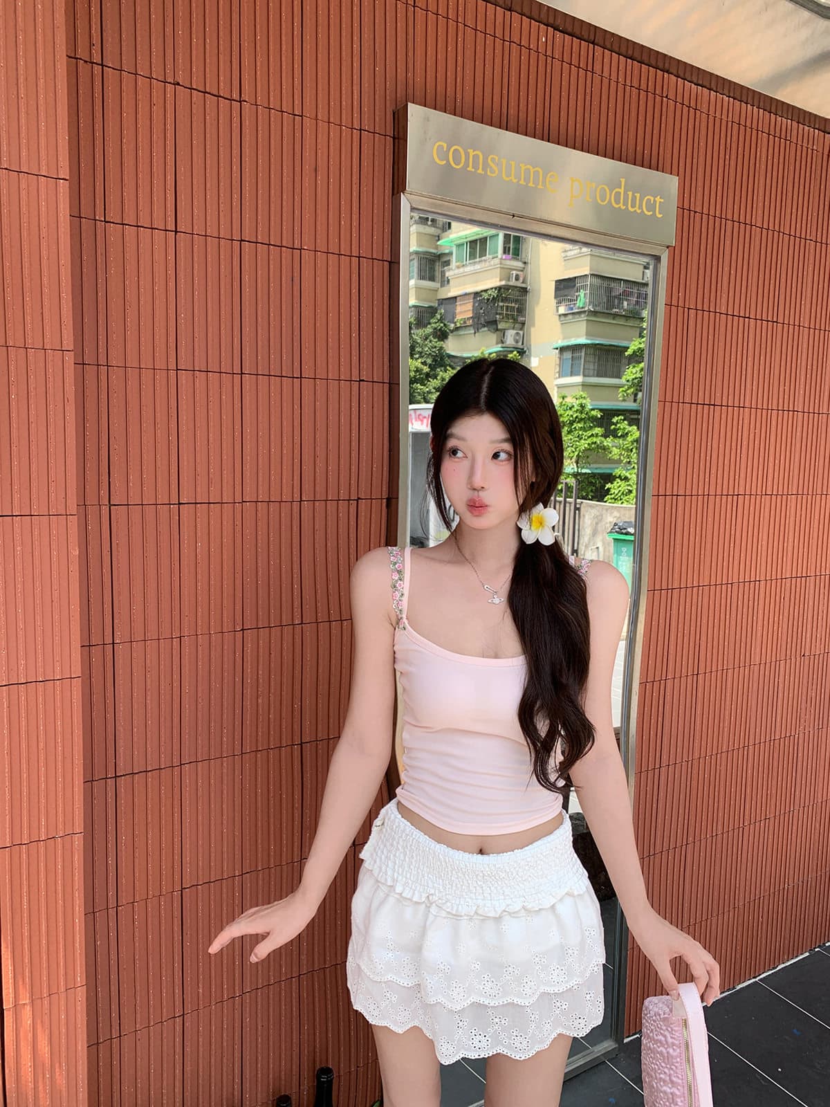 가슴 패드 몸매 가꾸기 조끼 여성 여름 ins 몸매 가꾸기 꽃 디자인 어깨끈 맨위 센스 만나는 바람 슬립 달콤한 자매 벨트 상세 이미지 14