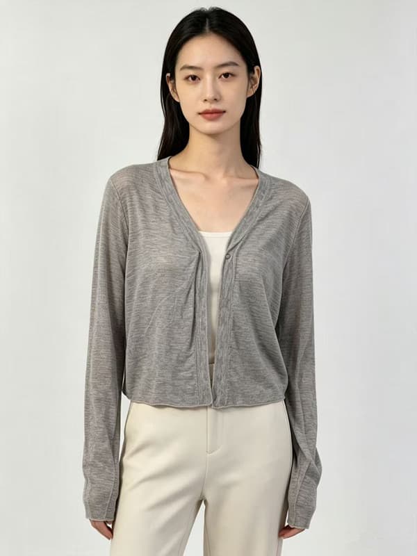 차가운 여름 쉬폰 얇은 스타일 주간 실크 꼬집기 허리 숄 품격 자외선 차단 긴팔 오픈 가디건 에어컨 셔츠 여성 이미지 4