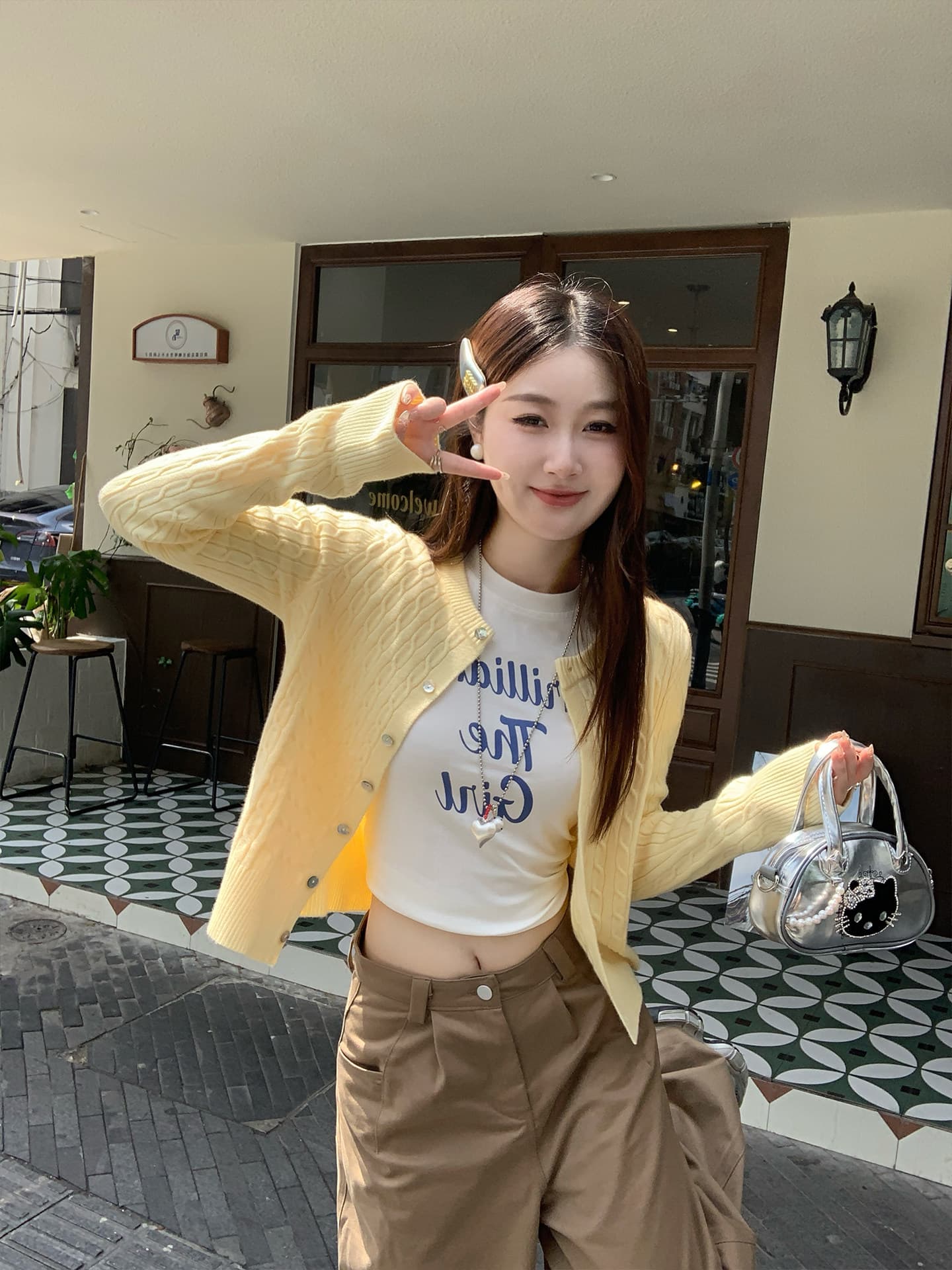 단색 새로운 꽈배기 스웨터 오픈 가디건 여성 코트 가을 겨울 새로운 한 부서 이른 가을 착용 가져 가라. 니트 맨위