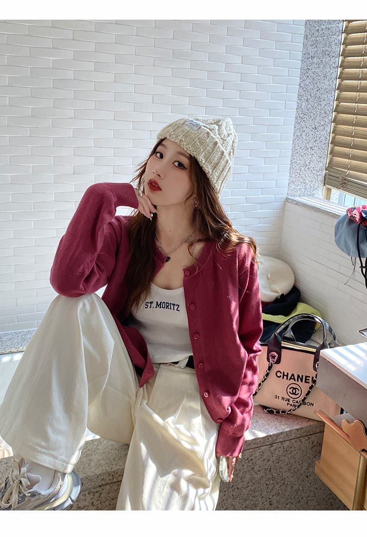 라운드 넥 긴팔 외부 가져 가라. 오픈 가디건 여름 얇은 코트 숄 살구 색상 니트 스웨터 봄 가을 단색 쇼트 스타일 태양 보호 셔츠 상세 이미지 22