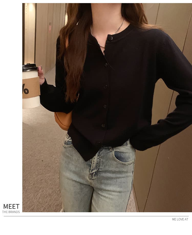 라운드 넥 긴팔 외부 가져 가라. 오픈 가디건 여름 얇은 코트 숄 살구 색상 니트 스웨터 봄 가을 단색 쇼트 스타일 태양 보호 셔츠 상세 이미지 32