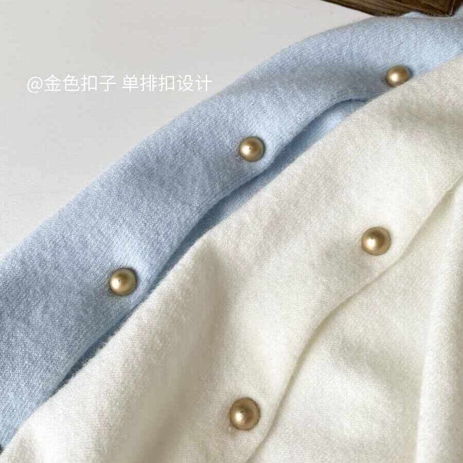 한 부서 미니멀리즘 라운드 넥 싱글 줄 버튼 사탕 색상 니트 오픈 가디건 여성 새로운 이른 가을 부드러운 바람 긴팔 재킷 이미지 5