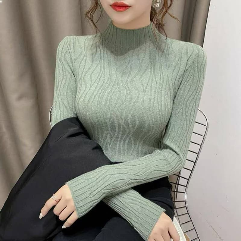 반하이넥 기본 셔츠 여성 스웨터 작은 샤넬 스타일 새로운 슬림해 보이는 외국 가스 폭발 인사이드 가져 가라. 몸매 가꾸기 맨위
