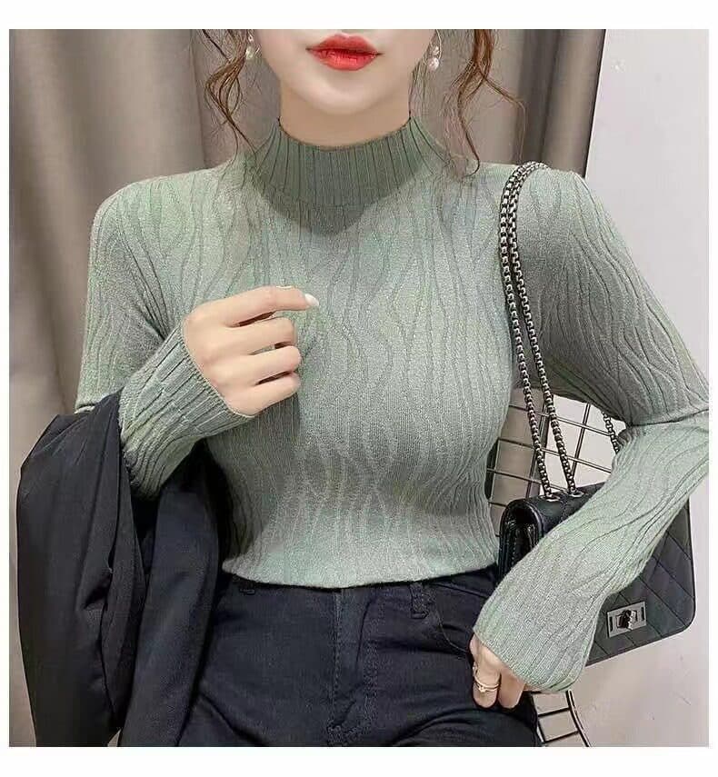 반하이넥 기본 셔츠 여성 스웨터 작은 샤넬 스타일 새로운 슬림해 보이는 외국 가스 폭발 인사이드 가져 가라. 몸매 가꾸기 맨위 상세 이미지 3