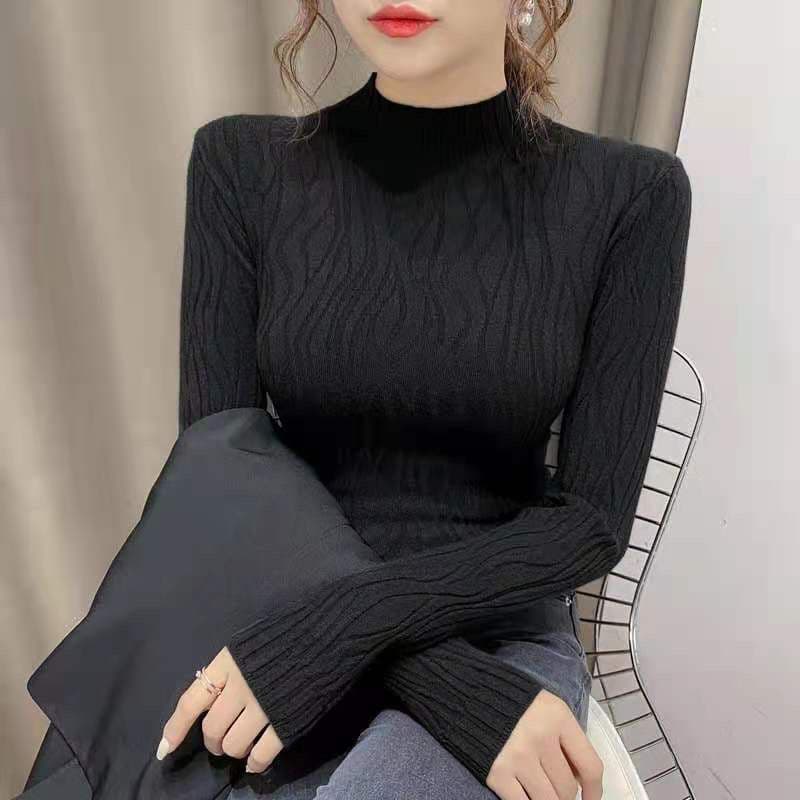 반하이넥 기본 셔츠 여성 스웨터 작은 샤넬 스타일 새로운 슬림해 보이는 외국 가스 폭발 인사이드 가져 가라. 몸매 가꾸기 맨위 상세 이미지 8