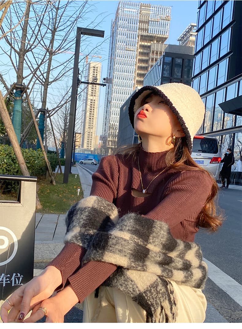 반하이넥 홀로우 아웃 기본 셔츠 여성 가을 겨울 인사이드 가져 가라. 화이트 스웨터 외국 가스 2026 새로운 몸매 가꾸기 맨위 니트 스웨터 상세 이미지 28