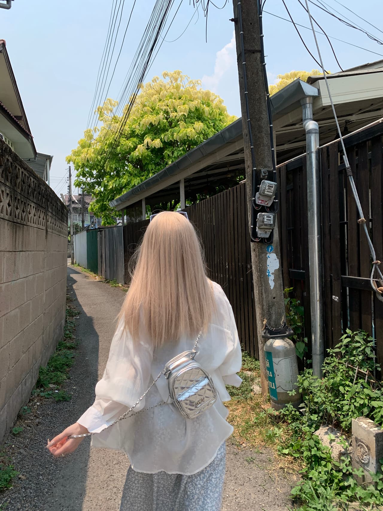 마이크로 지방 품격 달콤함 작은 청신 파란색 꽃무늬 슬립 드레스 여름 2026 새로운 연령 감소 슬림해 보이는 길다 치마 상세 이미지 9