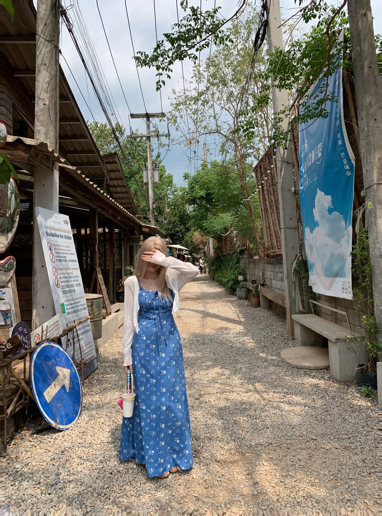 마이크로 지방 키 큰 남자 길이 연장 품격 첫사랑 꽃무늬 파란색 슬립 드레스 여름 낭만주의 소녀 순수한 욕망 바람 롱 스커트 상세 이미지 7