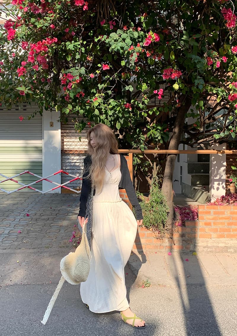 빅 사이즈 프랑스식 차 휴식 고급 센스 길이 연장 질감 센스 슬립 드레스 여름 디스플레이 화이트 몸매 가꾸기 휴가 발목 롱 스커트 상세 이미지 12