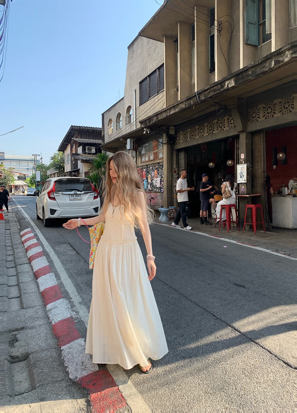 빅 사이즈 프랑스식 차 휴식 고급 센스 길이 연장 질감 센스 슬립 드레스 여름 디스플레이 화이트 몸매 가꾸기 휴가 발목 롱 스커트 상세 이미지 17