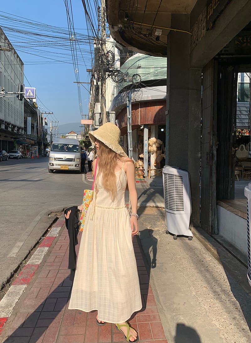 빅 사이즈 프랑스식 차 휴식 고급 센스 길이 연장 질감 센스 슬립 드레스 여름 디스플레이 화이트 몸매 가꾸기 휴가 발목 롱 스커트 상세 이미지 21