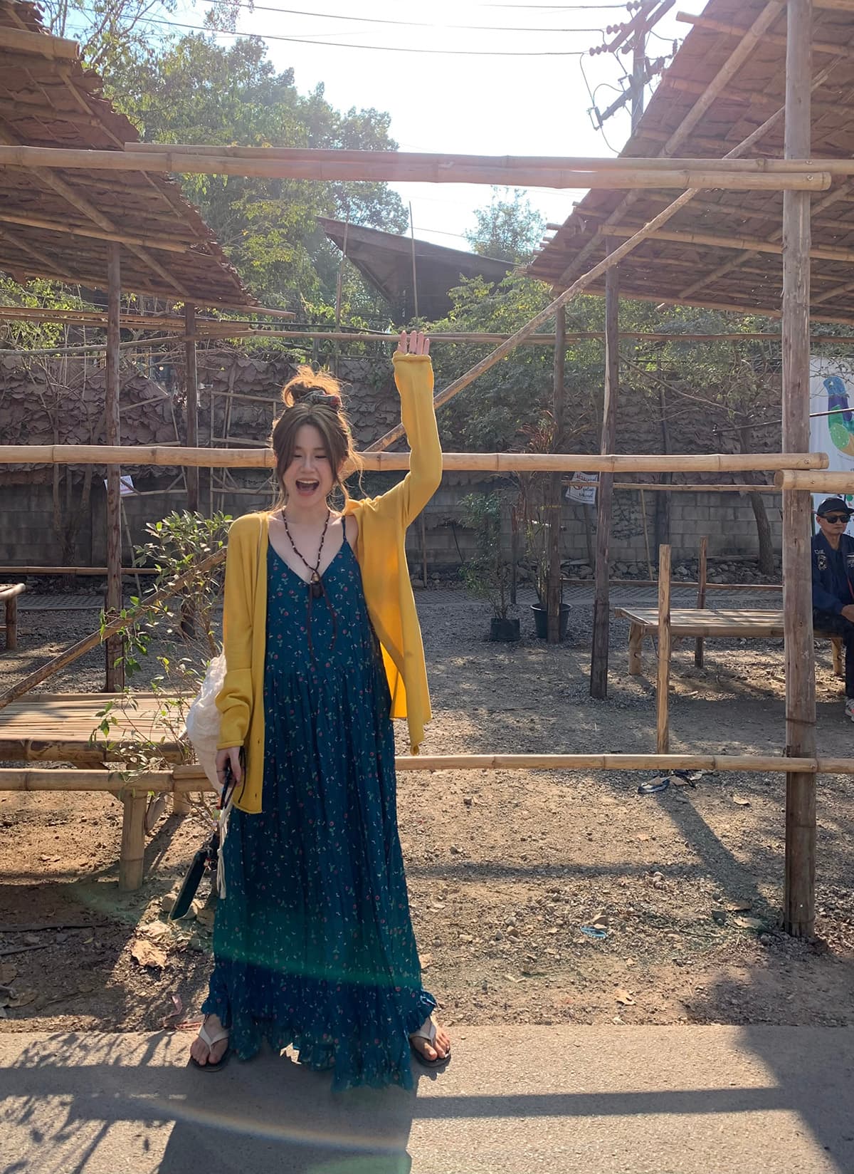 빅 사이즈 프랑스식 고급 V넥 루즈핏 표지 고기 슬림해 보이는 프린트 슬립 드레스 여름 주름 디스플레이 화이트 휴가 롱 스커트 상세 이미지 17