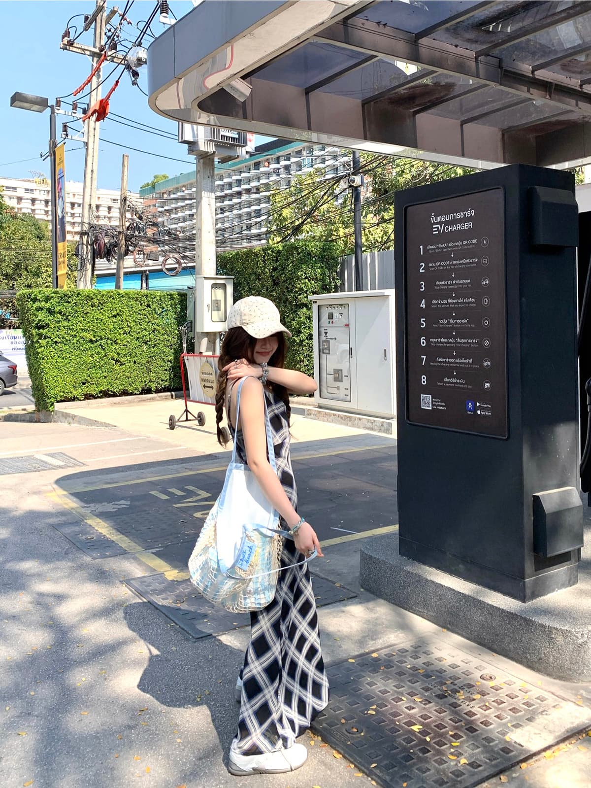이 단락 있음 길이 연장 빅 사이즈 품격 로얄 자매 체크무늬 슬립 드레스 V넥 레트로 허리 수축 슬림해 보이는 발목 롱 스커트 상세 이미지 13