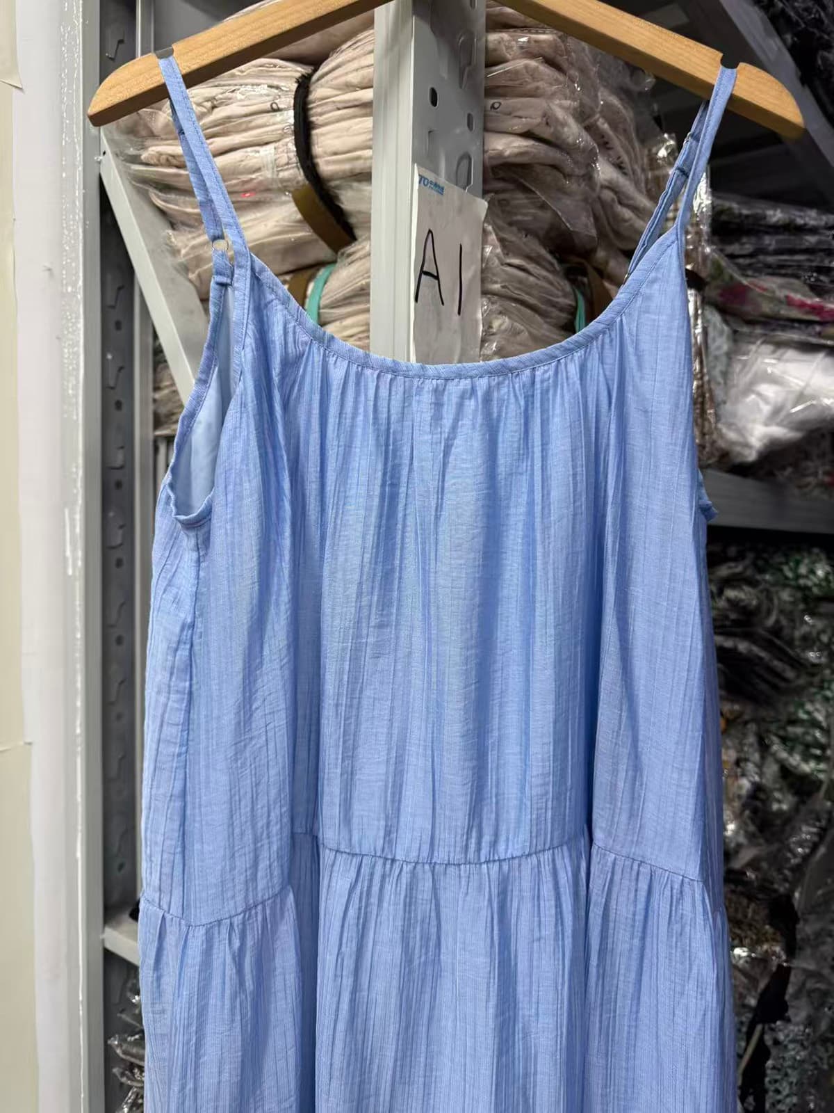 빅 사이즈 한 부서 작은 청신 파란색 민소매 슬립 드레스 여름 루즈핏 느긋한 바람 패치워크 해변가 휴가 롱 스커트 상세 이미지 4