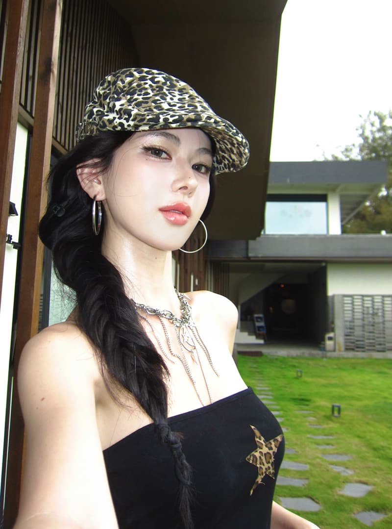밀레니엄 고대 조기 바람 세련된 달콤한 핫걸 검정색 튜브탑 조끼 레오파드 무늬 미니 스커트 아메리칸 섹시함 핫걸 세트 상세 이미지 4