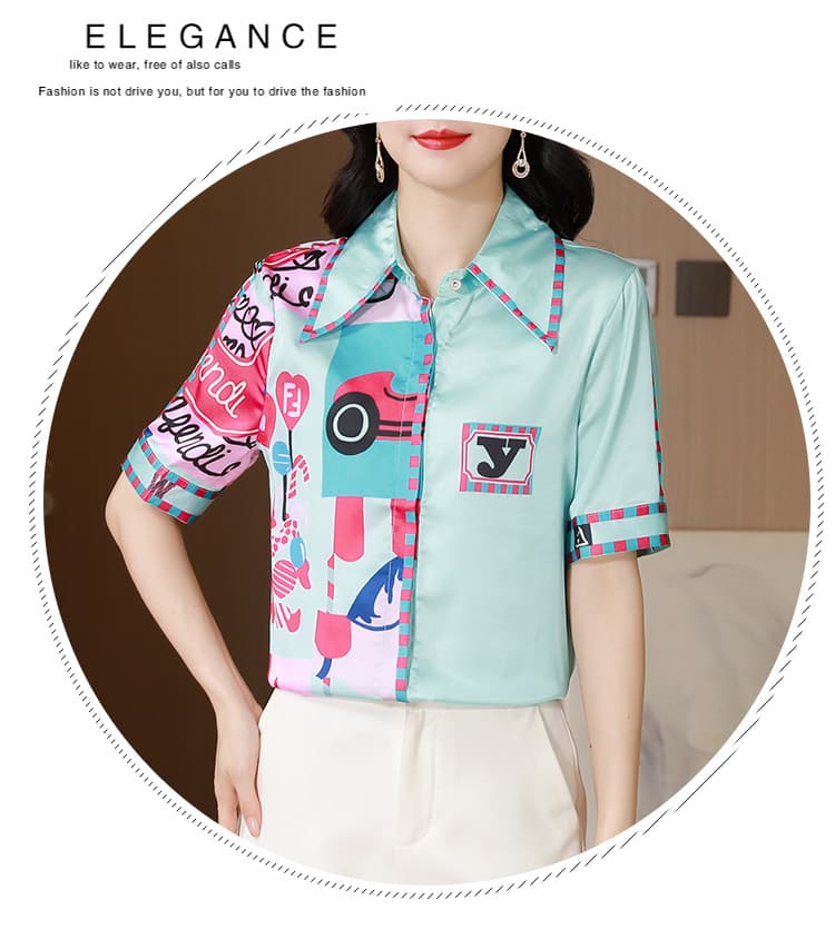 항저우 저항 주름 비단 여성 셔츠 2026 여름 새로운 빛 럭셔리 고급 센스 프린트 셔츠 연령 감소 외국 가스 맨위 상세 이미지 16